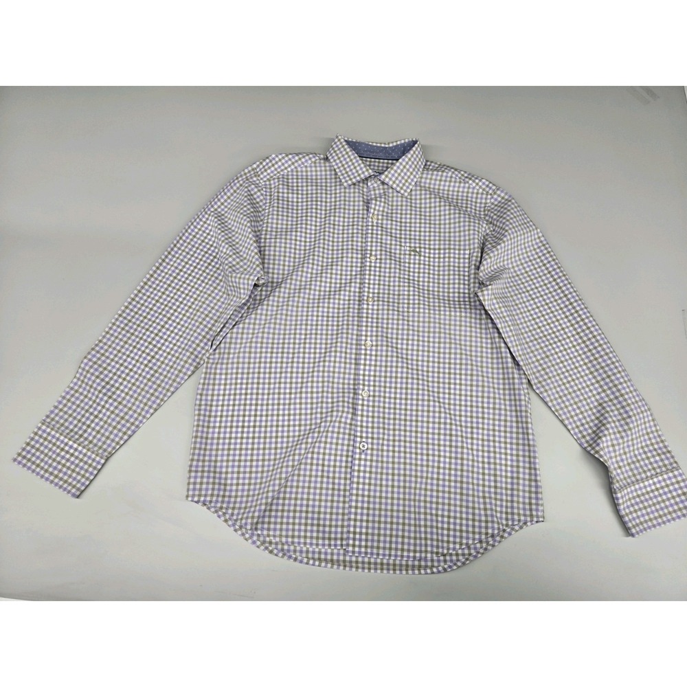 Tommy Bahama Men's Island Zone Pima Cotton Purple Gingham Shirt Size M
